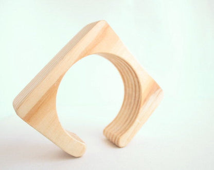 30 mm Wooden cuff unfinished square with break - natural eco friendly