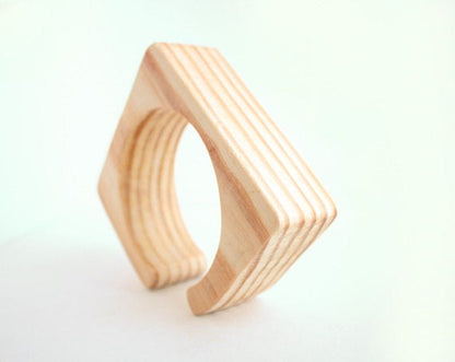 30 mm Wooden cuff unfinished square with break - natural eco friendly