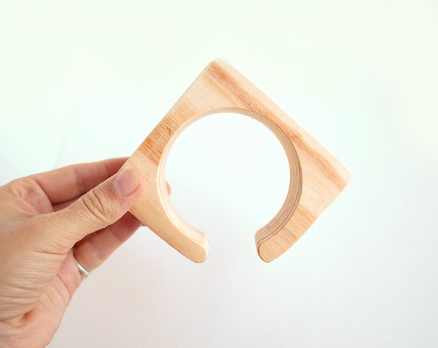 30 mm Wooden cuff unfinished square with break - natural eco friendly