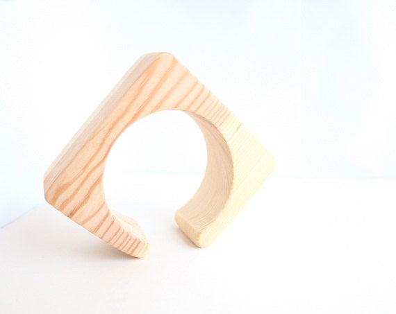 40 mm Wooden cuff  unfinished square with break - natural eco friendly