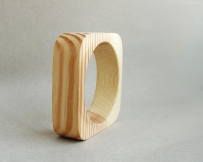 25 mm Wooden bangle unfinished square - natural eco friendly