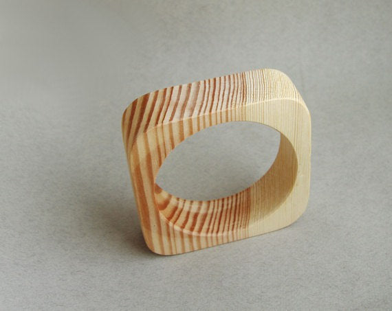 25 mm Wooden bangle unfinished square - natural eco friendly