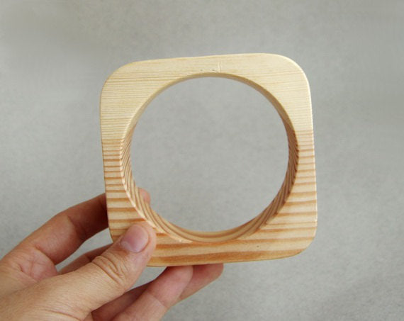 25 mm Wooden bangle unfinished square - natural eco friendly