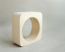 Load image into Gallery viewer, 35 mm Wooden bangle unfinished square - natural eco friendly
