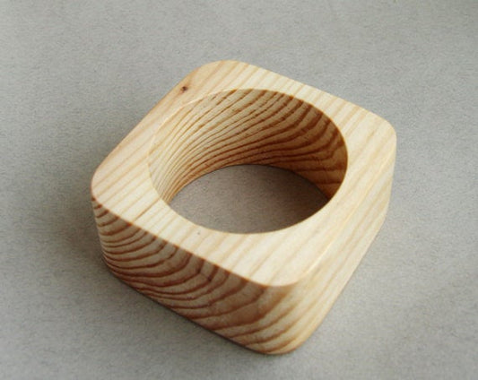 40 mm Wooden bangle unfinished square - natural eco friendly