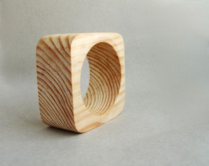 40 mm Wooden bangle unfinished square - natural eco friendly