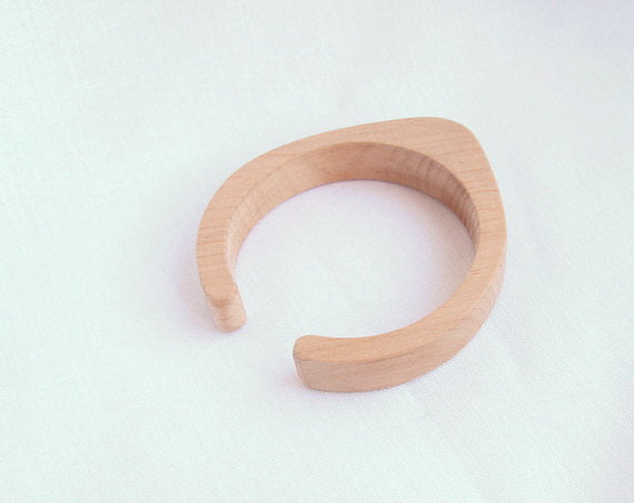 15 mm Wooden cuff unfinished drop shape - natural eco friendly