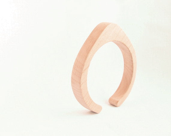 15 mm Wooden cuff unfinished drop shape - natural eco friendly