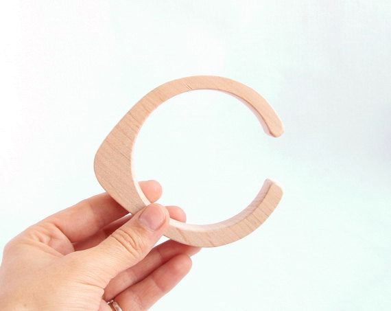 15 mm Wooden cuff unfinished drop shape - natural eco friendly