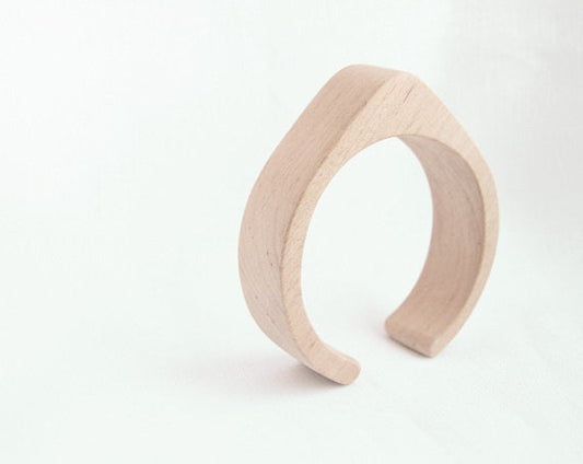 25 mm Wooden cuff unfinished drop shape - natural eco friendly