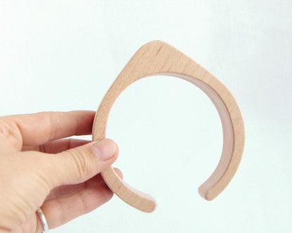 25 mm Wooden cuff unfinished drop shape - natural eco friendly