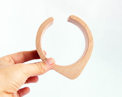 30 mm Wooden cuff unfinished drop shape - natural eco friendly