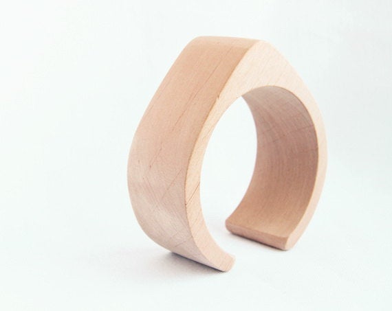 35 mm Wooden cuff unfinished drop shape - natural eco friendly