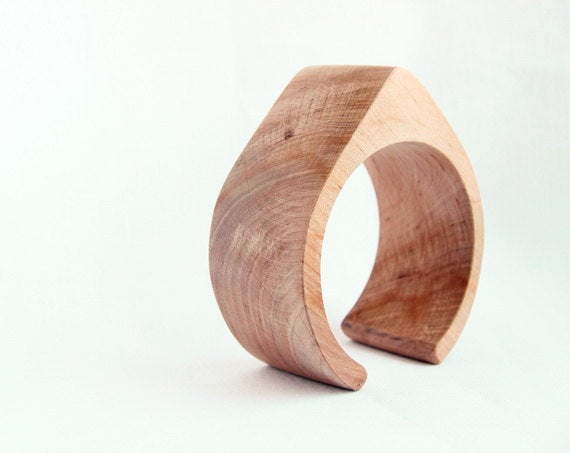 40 mm Wooden cuff unfinished drop shape - natural eco friendly