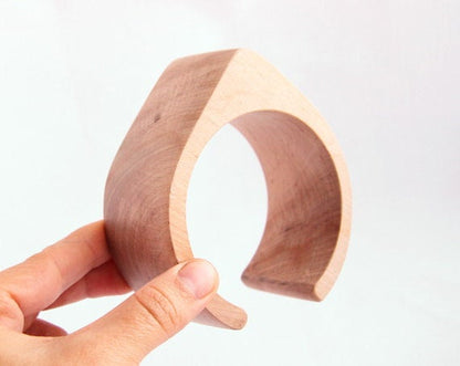 40 mm Wooden cuff unfinished drop shape - natural eco friendly