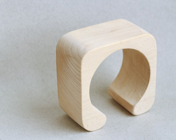 45 mm Wooden cuff  unfinished square with break - natural eco friendly