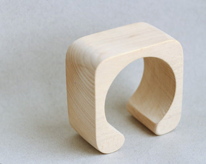 45 mm Wooden cuff  unfinished square with break - natural eco friendly