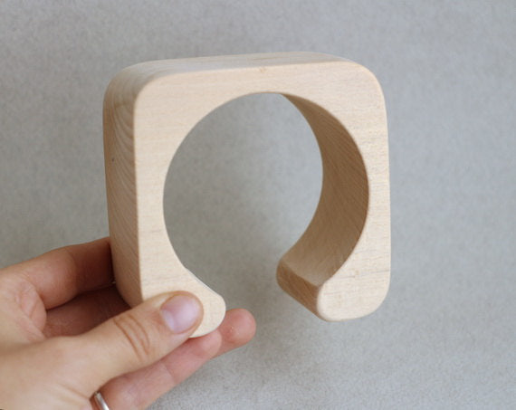 45 mm Wooden cuff  unfinished square with break - natural eco friendly