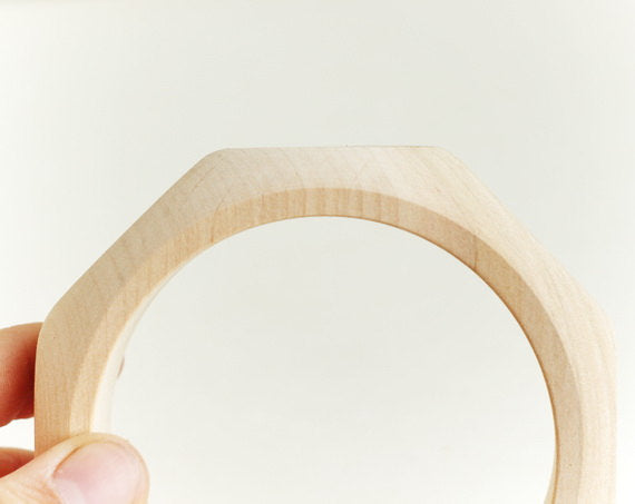 25 mm Wooden hex nut bangle unfinished - natural eco friendly