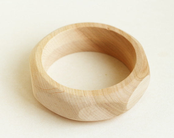 25 mm Wooden hex nut bangle unfinished - natural eco friendly