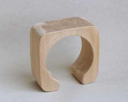 40 mm Wooden cuff unfinished square with break - natural eco friendly