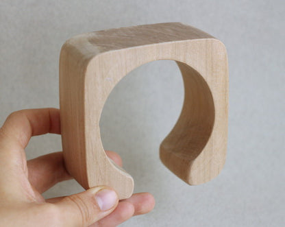 40 mm Wooden cuff unfinished square with break - natural eco friendly