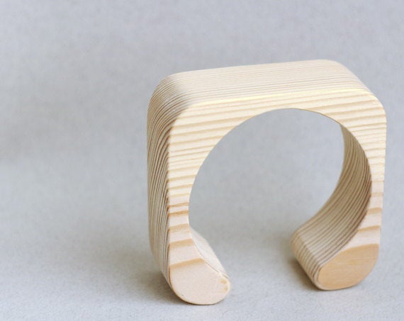 35 mm Wooden cuff unfinished square with break - natural eco friendly