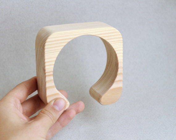 35 mm Wooden cuff unfinished square with break - natural eco friendly