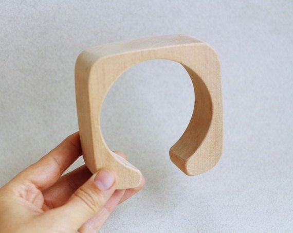 30 mm Wooden cuff unfinished square with break - natural eco friendly