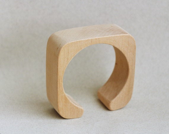 30 mm Wooden cuff unfinished square with break - natural eco friendly