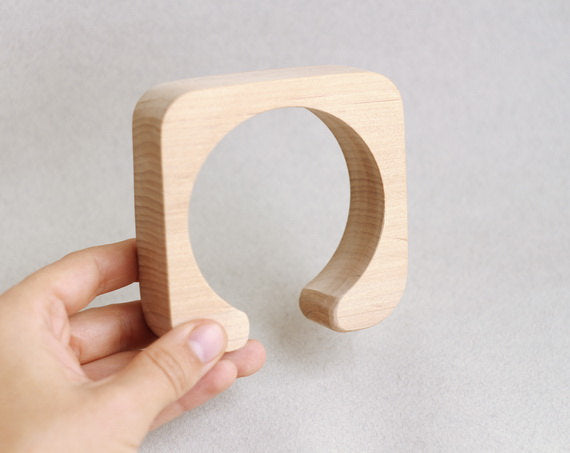 25 mm Wooden cuff unfinished square with break - natural eco friendly