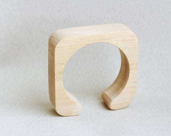 25 mm Wooden cuff unfinished square with break - natural eco friendly