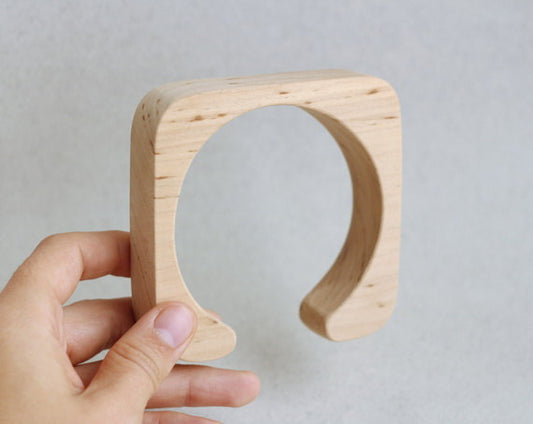 20 mm Wooden bracelet unfinished square with break - natural eco friendly