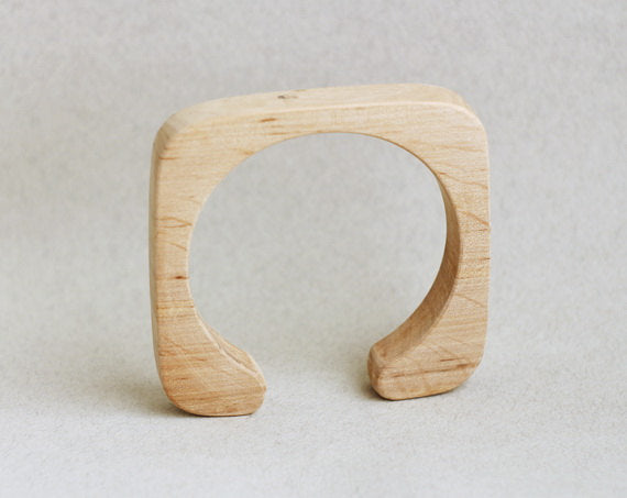 15 mm Wooden bracelet unfinished square with break - natural eco friendly
