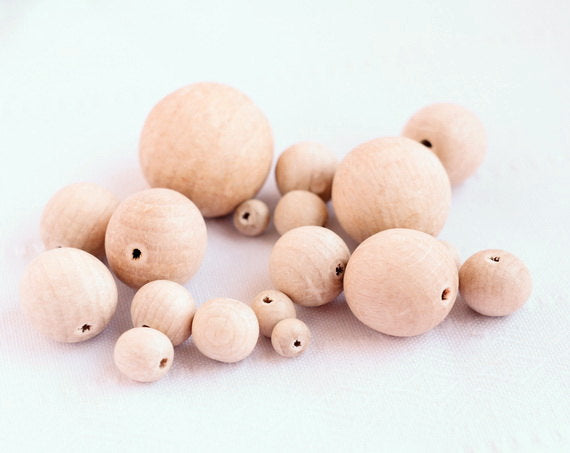 Set of sample round beads 18 pcs - 9 sizes - natural eco friendly