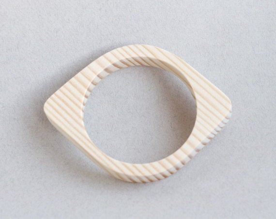 15 mm Wooden bracelet unfinished eye shape - natural eco friendly