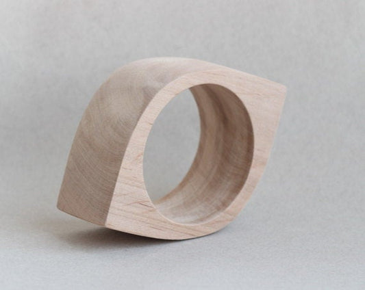 40 mm Wooden bangle unfinished eye shape - natural eco friendly