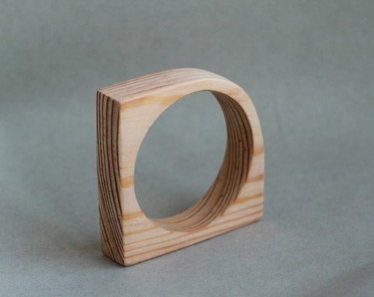 20 mm Wooden bangle unfinished corner - natural eco friendly