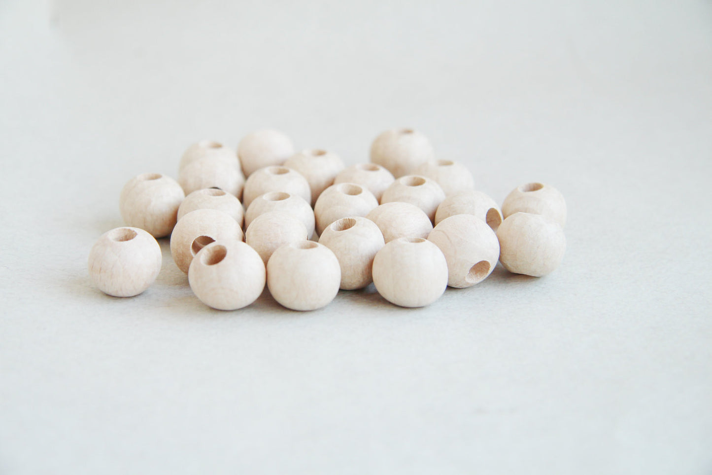 13  mm Wooden beads 50 pcs - big hole 5 mm - natural eco friendly - beech wood