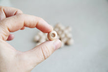 Load image into Gallery viewer, 13  mm Wooden beads 10 pcs - big hole 5 mm - natural eco friendly - beech wood
