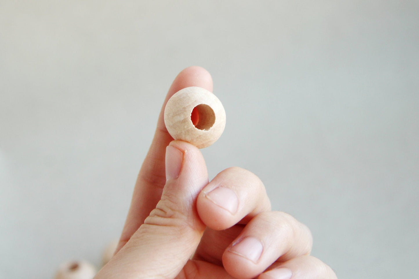 20  mm Wooden beads 10 pcs - big hole 7 mm - natural eco friendly