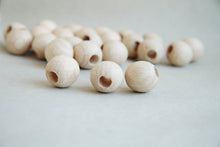 Load image into Gallery viewer, 18  mm Wooden beads 25 pcs - big hole 6 mm - natural eco friendly
