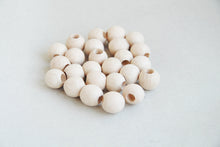 Load image into Gallery viewer, 15  mm Wooden beads 50 pcs - big hole 6 mm - natural eco friendly
