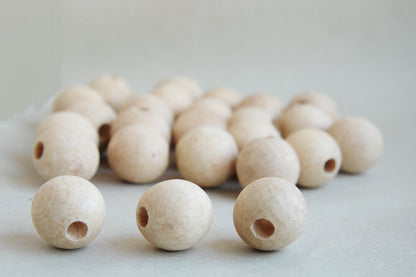 20 mm Wooden beads 50 pcs - big hole 7 mm - natural eco friendly