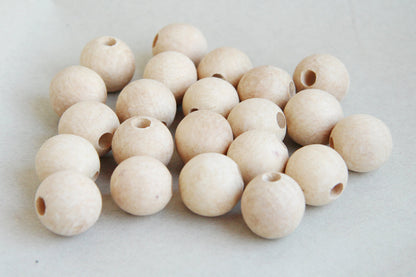 27 mm Wooden beads 10 pcs - big hole 8 mm - natural eco friendly