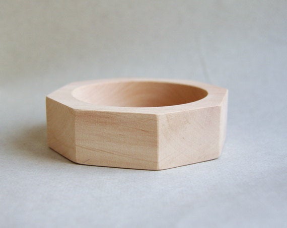 25 mm Wooden bracelet unfinished round octahedral - natural eco friendly