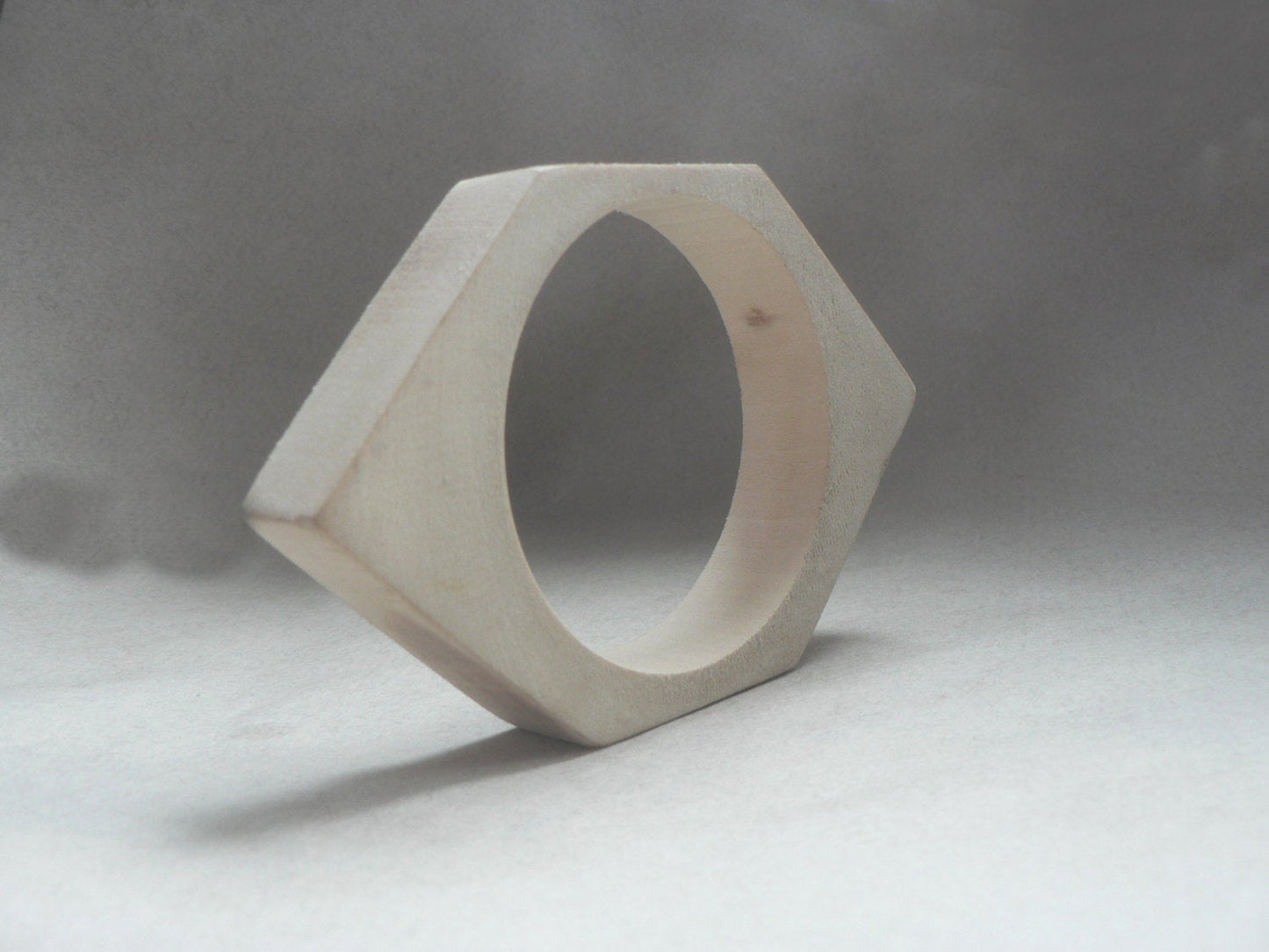 20 mm Wooden rhomboid bangle unfinished - natural eco friendly