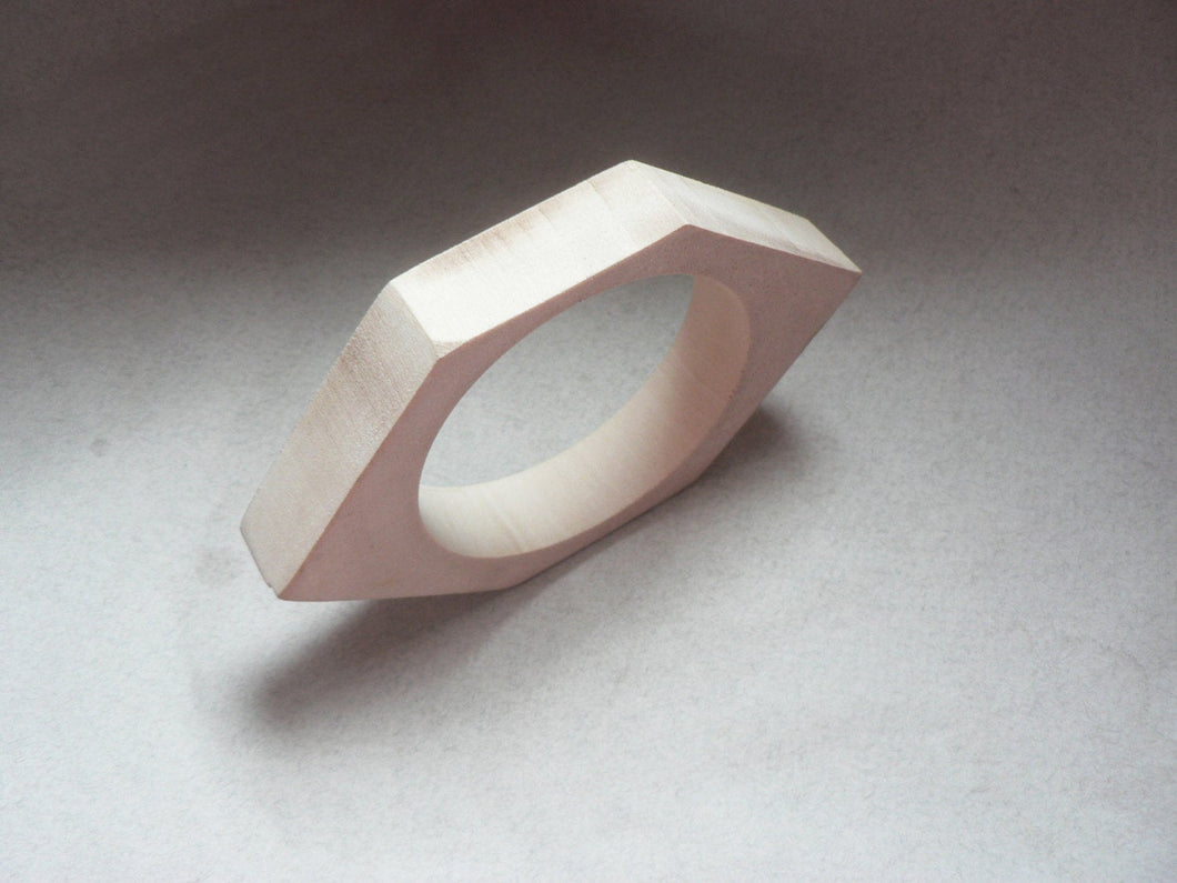 20 mm Wooden rhomboid bangle unfinished - natural eco friendly