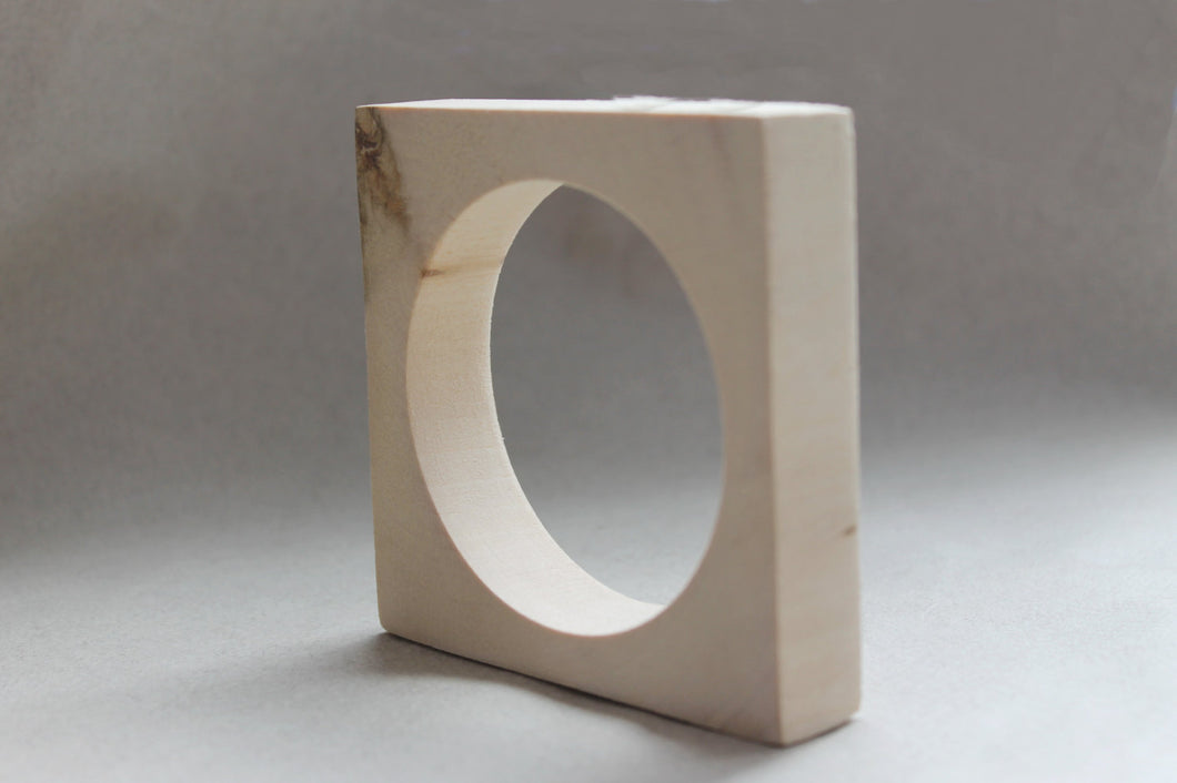 20 mm Wooden square bangle unfinished - natural eco friendly