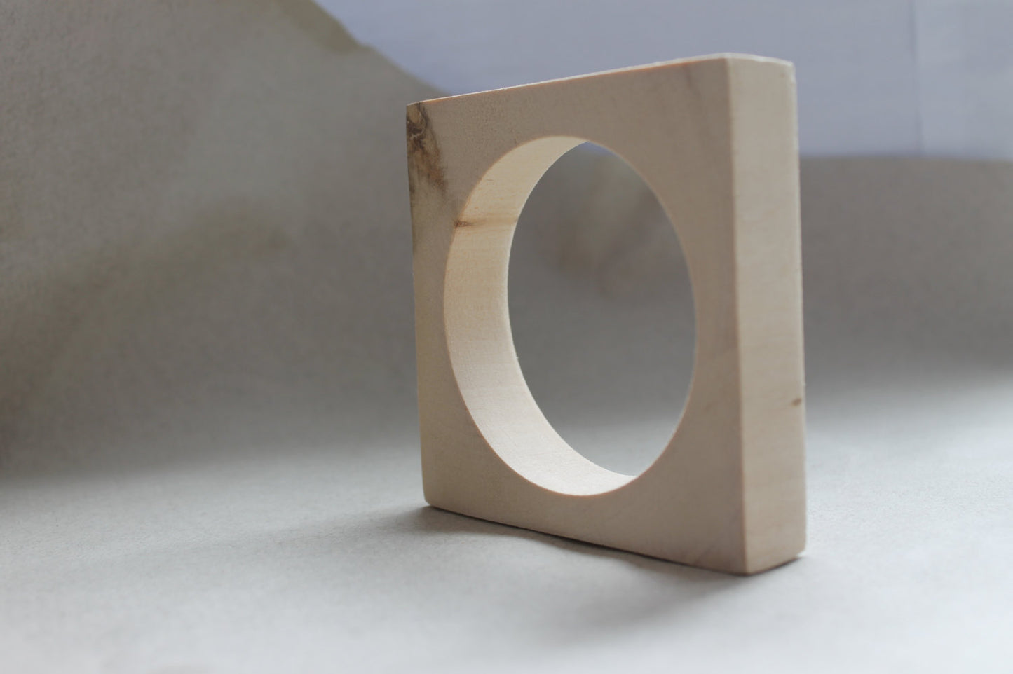 20 mm Wooden square bangle unfinished - natural eco friendly